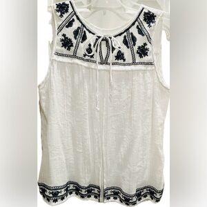 INC Studio Sleeveless Embroidered Top